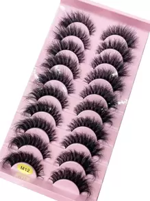 10pairs Densely Curled 3d Faux Mink Eyelashes For Natural-Looking Lengthening, Cross-Over Voluminous Curly Lashes, Suitable For Daily Wear And Stage Makeup - Black - View 9