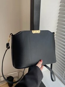 Minimalist Dome Bag Metal Decor Small Elegant - Black - View 1