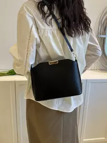 Túi Crossbody Nữ màu trơn Có thể điều chỉnh được - màu đen - Xem 3