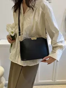 Túi Crossbody Nữ màu trơn Có thể điều chỉnh được - màu đen - Xem 8
