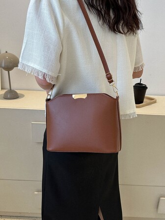 Small Square Bag Elegant Brown Metal Decor PU For Daily Life NINE WEST Women JORIE MINI JET SET CROSSBODY Crossbody Bag