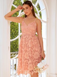 SHEIN Belle 1入組提花蕾絲吊帶洋裝