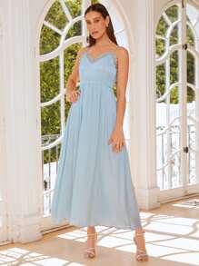 SHEIN Belle 蕾絲邊吊帶裙伴娘禮服