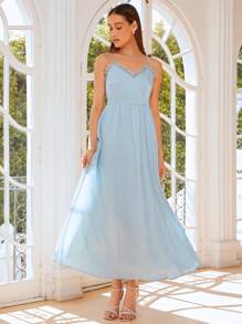 SHEIN Belle 蕾絲邊吊帶裙伴娘禮服