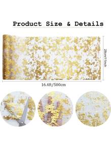 1pc Metallic Table Runner, 28 X 500cm Gold Table Cloth For Dining Table - Gold - View 2