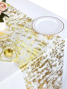 1pc Metallic Table Runner, 28 X 500cm Gold Table Cloth For Dining Table - Gold - View 5