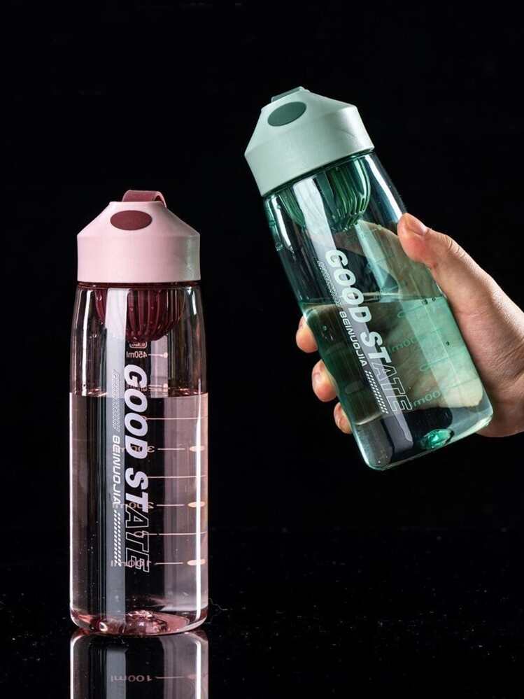 1pc Slogan Graphic Portable Water Bottle - Green - View 3