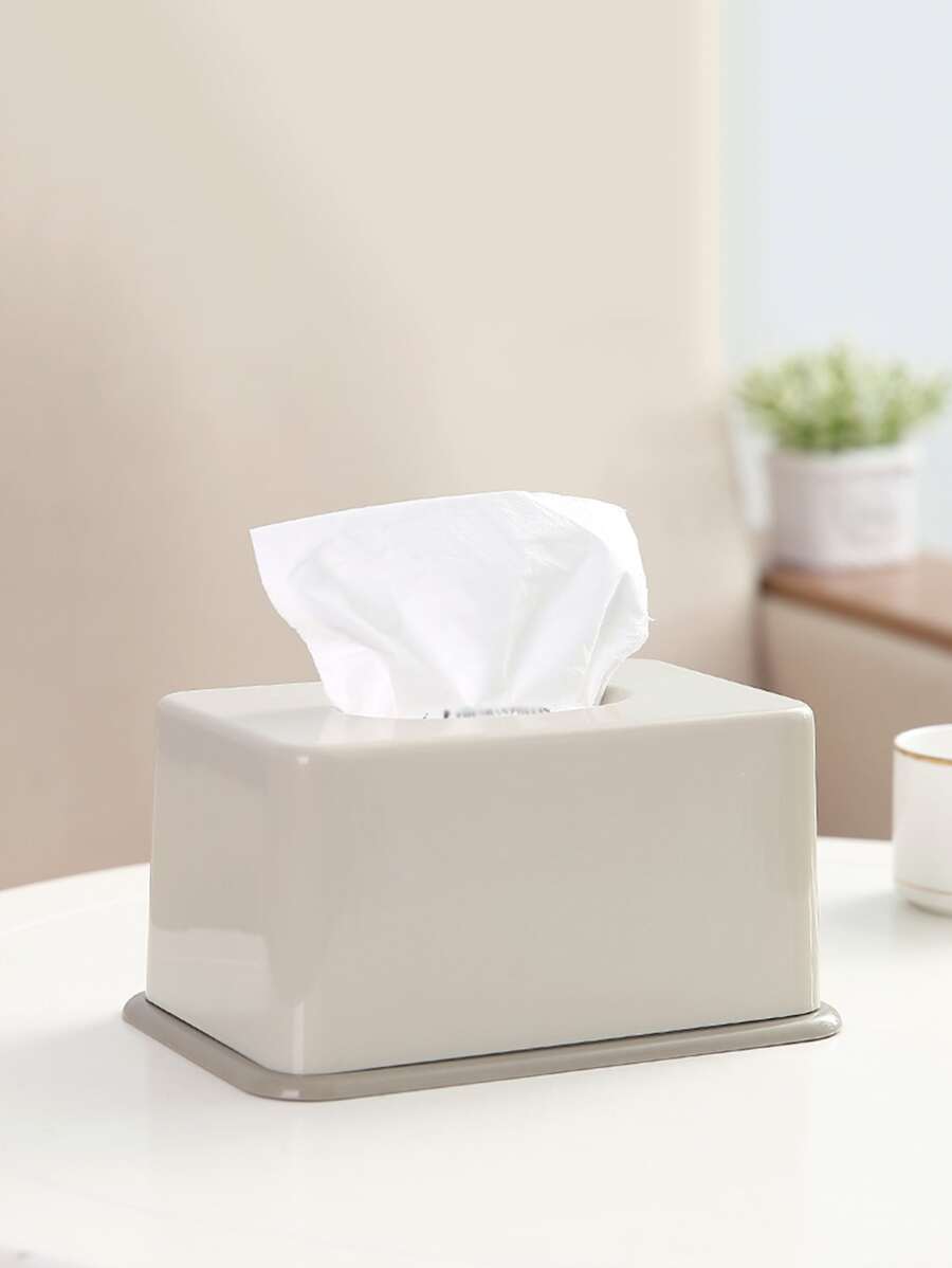 1pc PP Tissue Storage Box, Minimalist Lifting Design Tissue Box Cover Holder For Table - Beige - View 1