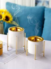 1pc Polyresin Incense Burner, Creative Household Indoor Incense Holder For Home - Gold - View 1