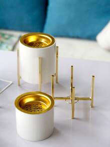 1pc Polyresin Incense Burner, Creative Household Indoor Incense Holder For Home - Gold - View 6