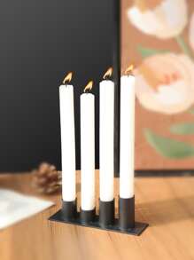 1pc Iron Candle Holder, Creative Black Multi-grid Candle Holder For Party - Black - View 1