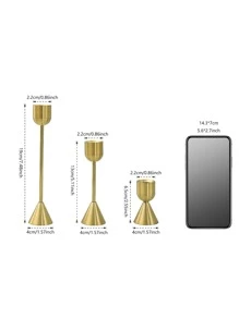 3pcs/set Aluminum Alloy Candle Holder, Modernist Gold Candle Stand For Party - Gold - View 4