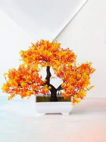 1入組人造盆栽植物，迷你人造盆景，家居裝飾用假植物 - 橘色 - 查看 3