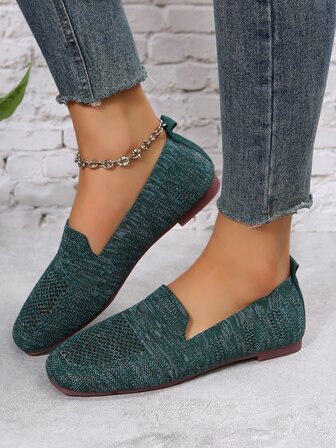 女士極簡方頭時尚戶外平底鞋