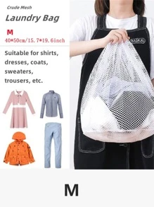 1 túi giặt đồ lót bằng polyester, túi giặt đồ lót rút dây màu trắng tối giản cho máy giặt - trắng - Xem 3