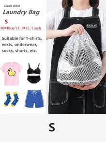 1 túi giặt đồ lót bằng polyester, túi giặt đồ lót rút dây màu trắng tối giản cho máy giặt - trắng - Xem 4