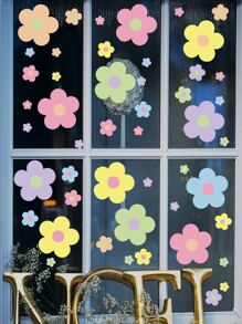 9 szt./zestaw folii dekoracyjnej z kwiatowym wzorem, kolorowa naklejka elektrostatyczna na okno z motywem kwiatowym do dekoracji domu, naklejki, naklejka ścienna, naklejka winylowa do dekoracji domu, wiosenne dekoracje odświeżające dom, naklejki dekoracyjne Rama, prezenty urodzinowe, dekoracja szkoły na ukończenie szkoły, szkolna niespodzianka, dekoracja pokoju w akademiku, dekoracja na powrót do szkoły, artykuły szkolne - Wielokolorowe - Zobacz 7