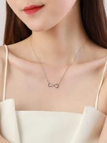 Collar zirconia cúbica infinito símbolo accesorio plata - Plateado - Ver 3