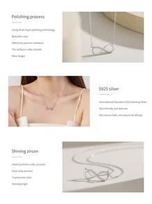 Collar zirconia cúbica infinito símbolo accesorio plata - Plateado - Ver 4