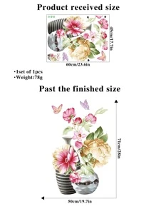 1pc PVC Wall Sticker, Modern Flower Pattern Wall Sticker For Home,Stickers,Wall Decal, Vinyl Decal For Home Decorations,Spring Decoration Items Refresh Your Home,Rama Decoration Stickers - Multicolor - View 3