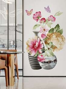 1pc PVC Wall Sticker, Modern Flower Pattern Wall Sticker For Home,Stickers,Wall Decal, Vinyl Decal For Home Decorations,Spring Decoration Items Refresh Your Home,Rama Decoration Stickers - Multicolor - View 5