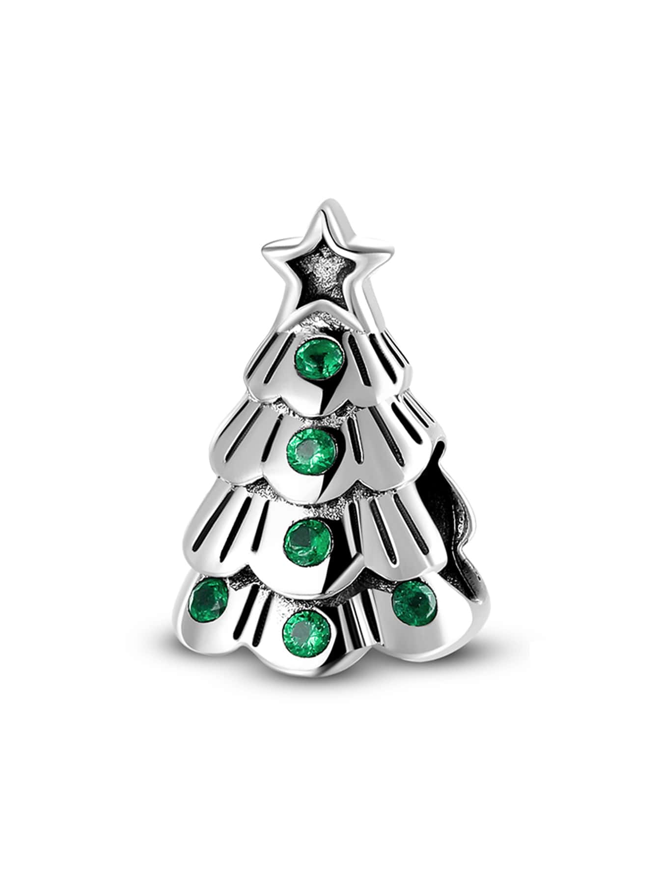 Christmas Tree Design Silver Pendant - Silver - View 1