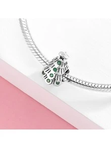 Christmas Tree Design Silver Pendant - Silver - View 2