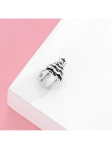 Christmas Tree Design Silver Pendant - Silver - View 6