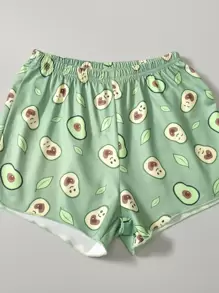 Tween Girl Cartoon Avocado Graphic Cami Top & Shorts PJ Set - Multicolor - View 3