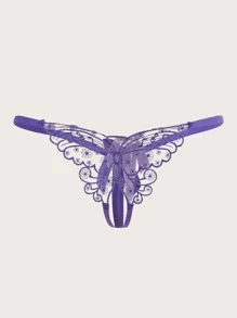ROMWE Kawaii 蝴蝶图案开裆内裤 - 紫色 - 查看 1