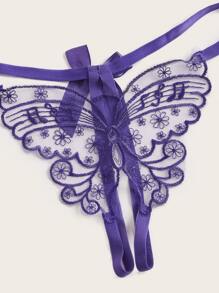 ROMWE Kawaii 蝴蝶图案开裆内裤 - 紫色 - 查看 3