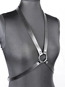 1入組女士環鏈時尚背帶式腰帶 - 黑色 - 查看 3