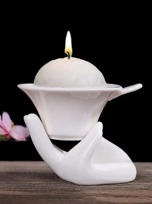 1set Porcelain Candle Holder, Modern Hand Design Candle Holder For Home - White - View 1