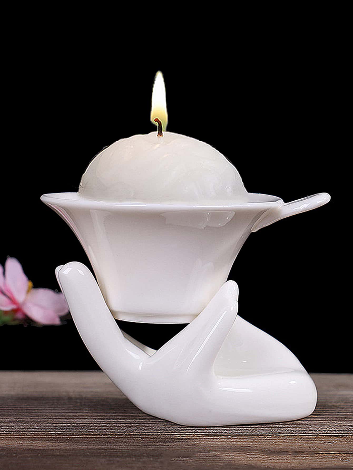 1set Porcelain Candle Holder, Modern Hand Design Candle Holder For Home - White - View 1