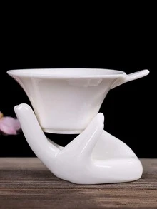 1set Porcelain Candle Holder, Modern Hand Design Candle Holder For Home - White - View 2