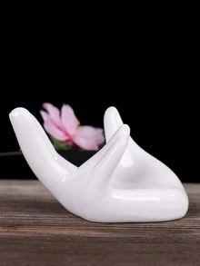 1set Porcelain Candle Holder, Modern Hand Design Candle Holder For Home - White - View 3