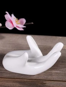 1set Porcelain Candle Holder, Modern Hand Design Candle Holder For Home - White - View 5