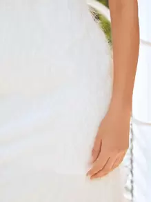 SHEIN Belle Váy cưới Cắt ra Dây kéo màu trơn - trắng - Xem 7