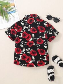 SHEIN 小男童印花襯衫 - 黑色 - 查看 2