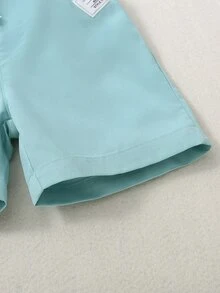 Toddler Boys Letter Patched Detail Tie Front Shorts - Blue - View 3