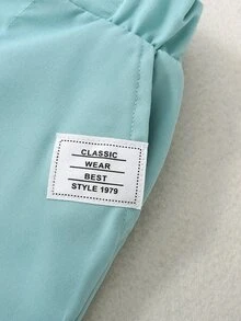 Toddler Boys Letter Patched Detail Tie Front Shorts - Blue - View 4