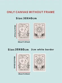 2幅抽象日月海报，油画帆布，客厅卧室墙面装饰画，防水，无框/有框 - 彩色 - 查看 5