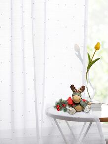 1pc Solid Color Sheer Curtain, Minimalist Polyester Single Panel Sheer Curtain For Home - White - View 8