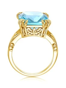 Nhẫn Bạc Trang Trí Hình Vuông Đính Đá Cubic Zirconia - Màu xanh lam - Xem 3