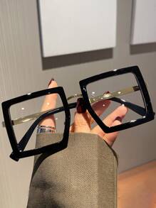 Square Frame Eyeglasses - Black - View 1