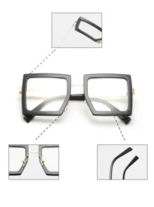Square Frame Eyeglasses - Black - View 2