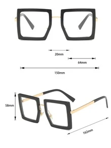 Square Frame Eyeglasses - Black - View 3