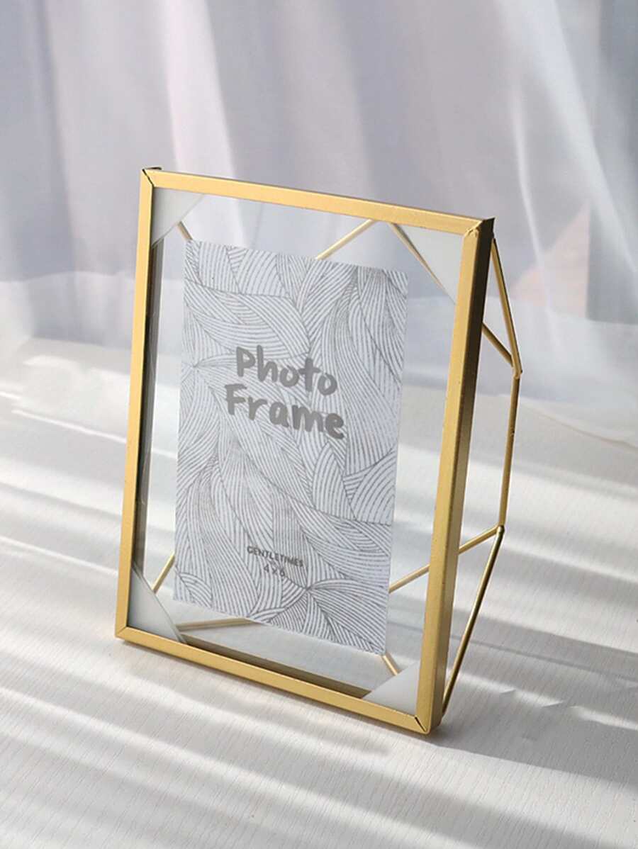 1入組玻璃相框現代幾何設計家用相框 - 金色 - 查看 1
