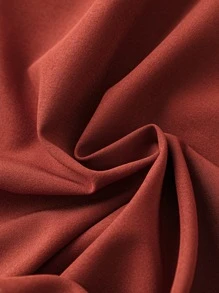 SHEIN LUNE Plus Roll Tab Sleeve Button Front Shirt Dress - Rust Brown - View 3