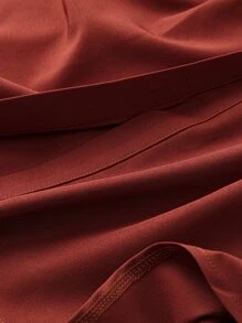 SHEIN LUNE Plus Roll Tab Sleeve Button Front Shirt Dress - Rust Brown - View 5